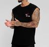 T-shirt estiva senza maniche con gilet stampato in cotone casual da uomo