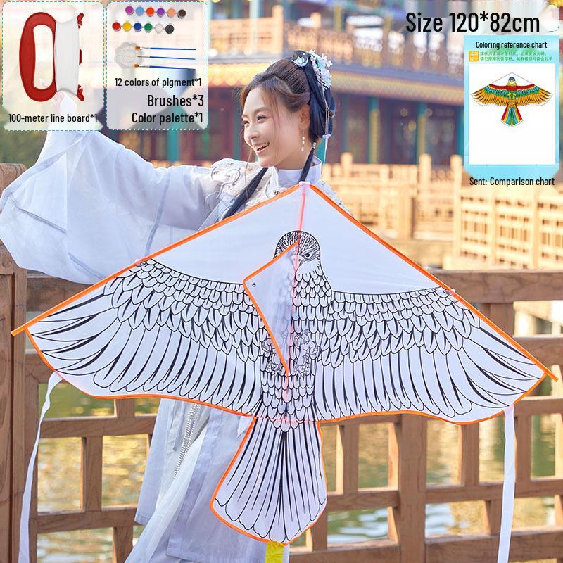 Handmade Children's DIY 1.2m Coloring Kite - Easy To Fly In Light Breeze