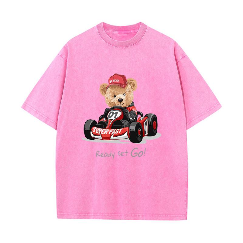 SX-14 MINISO 2026 Summer Vintage Wash  Printed Pure Cotton Shoulder Style Men's and Women's Round Neck Short Sleeved Couple T-shirt