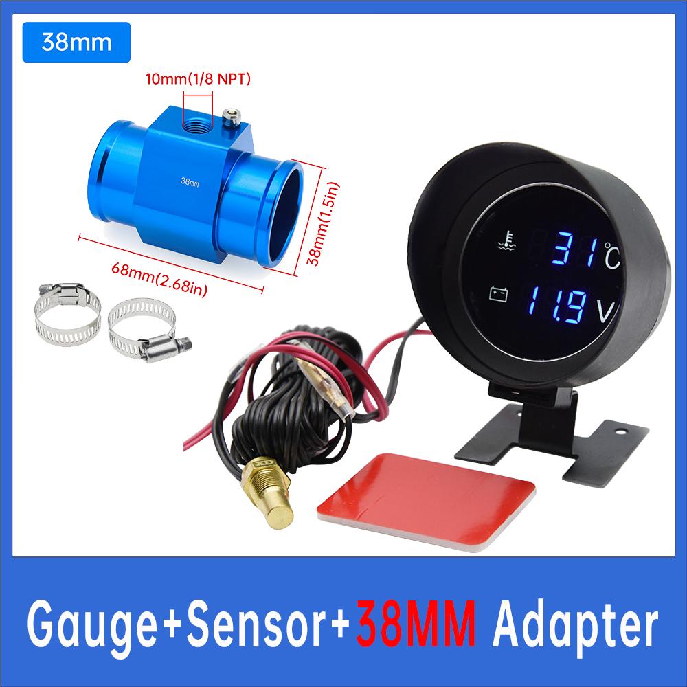 Car Water Temperature Gauge + Voltmeter With Water Temperature Sensor 2 In 1 LCD Car Digital Horizontal 12v 24v Accessories