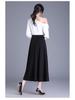 Spring 2025 Women's High-Waist Pleated A-Line Skirt - Casual Mid-Length Swing Skirt