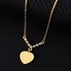 Stainless Steel V-Shaped Heart Pendant Cross Chain Necklace, Blank for Laser UV Color Printing.