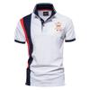 TrendHub 100% Cotton Badge Embroidery Polo Shirt for Men Short-sleeved Patchwork Men's Polo
