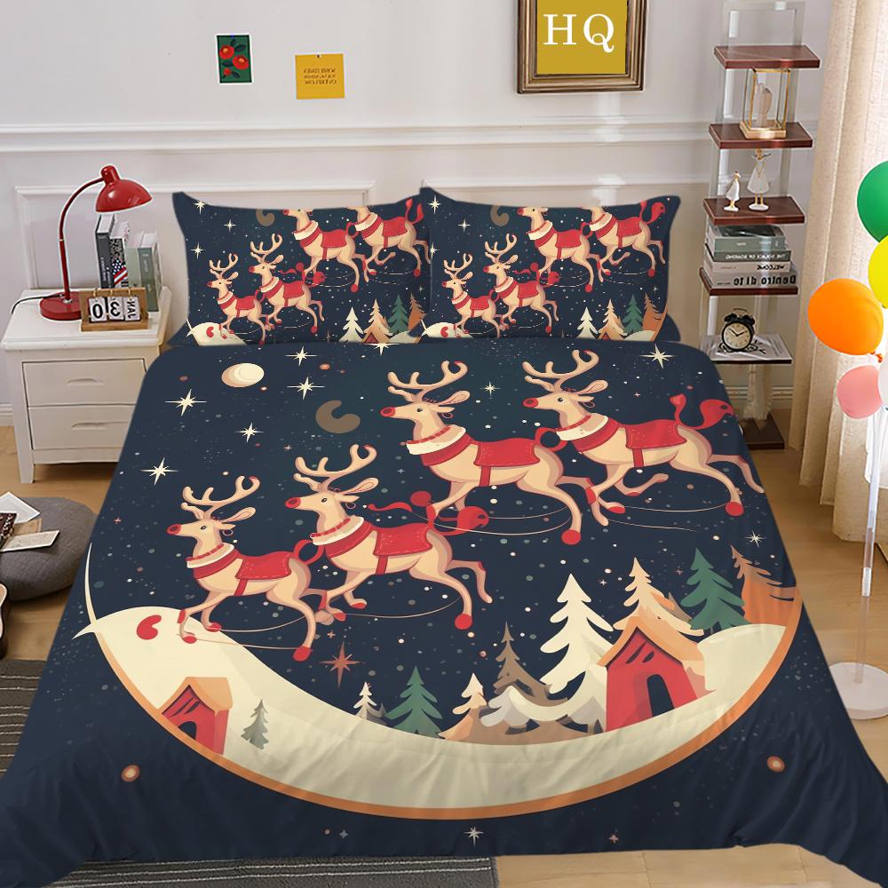 3D Christmas Printing Duvet Cover Set Full Size Microfiber Bedding Set High Ranking Lovely Bedspreads