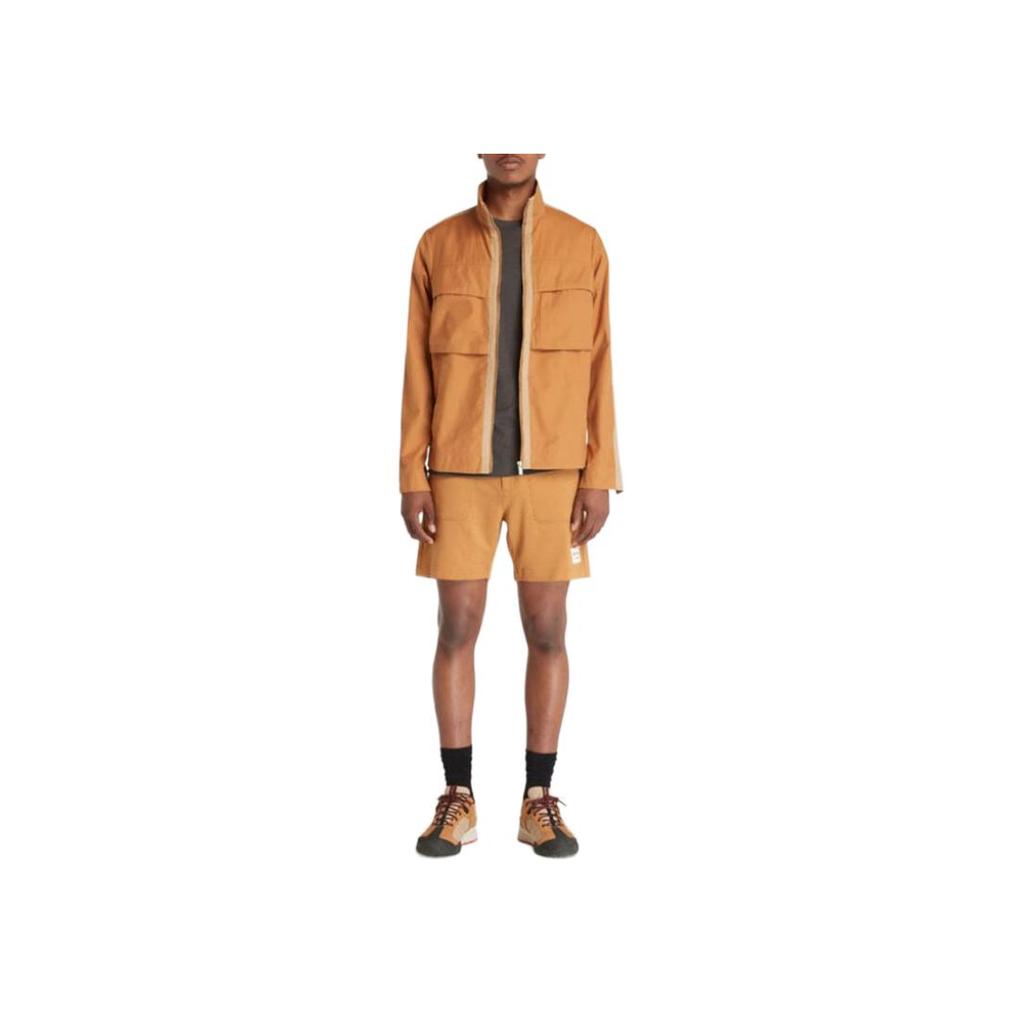 Timberland X Icebreaker Collaboration Solid Color Pocket Stand Collar Hidden Zipper Jacket Men jackets Wheat A6J7D-P47