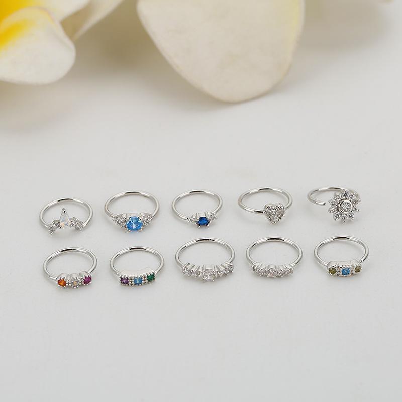 Inel de nas cu zircon colorat de 0,8 x 8 mm - bijuterii la modă europene și americane pentru nas perforat 