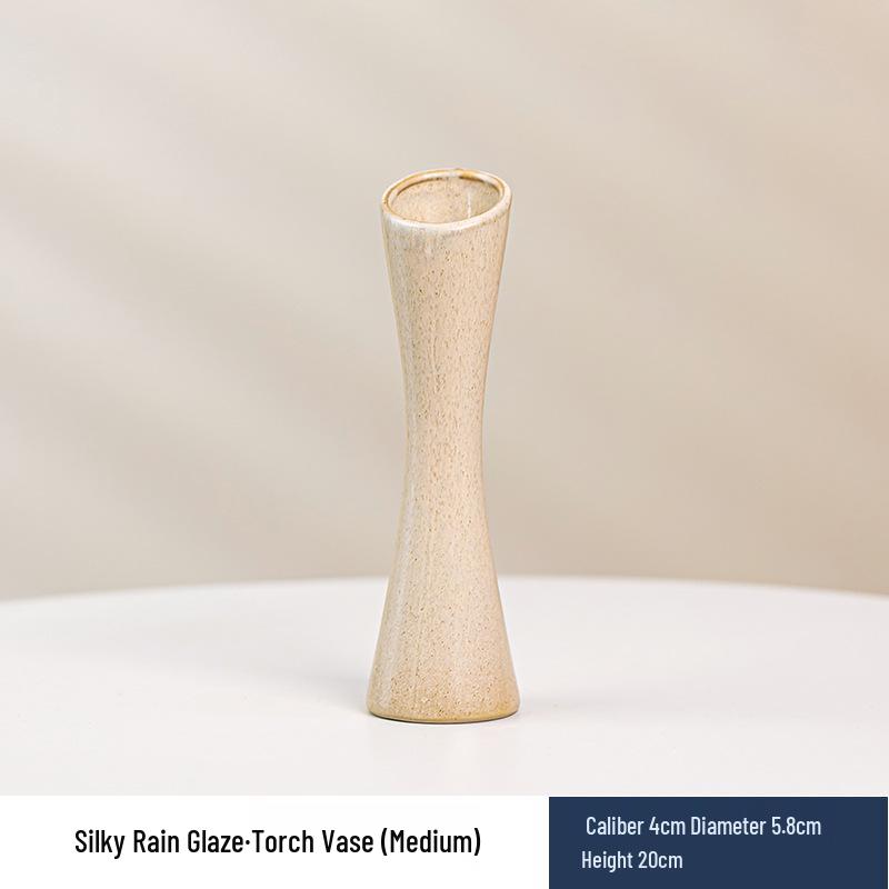 Wabi-Sabi Ceramic Vase: Elegant Hydroponic Bamboo Arrangement for Living Room & Dining Table