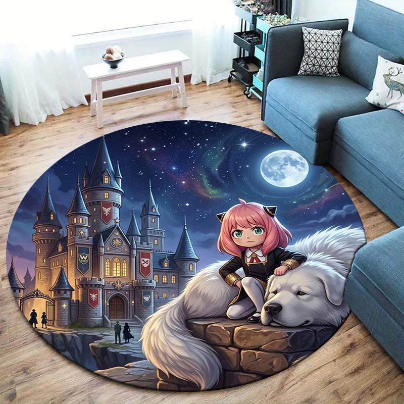 Spy Family Round Area Rug Carpet Rug For Living Room Bedroom Sofa Playroom Decor Nonslip Floor Mat