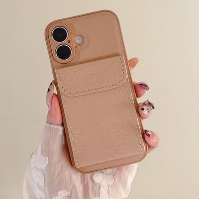 Leather Texture Matte Card Slot Bumper Case For iPhone 17 Air 16 16E 15 14 13 Mini 12 11 Plus Pro X XS XR Max Protection Cover