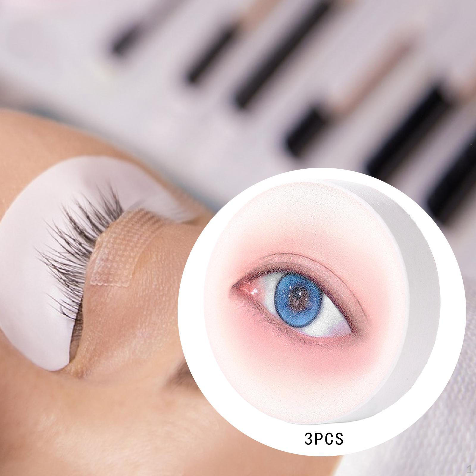 

3 Pieces Lash Sponges for Practice Eye Shaped Sponge, Eyelash Tools Portable Mapping blue