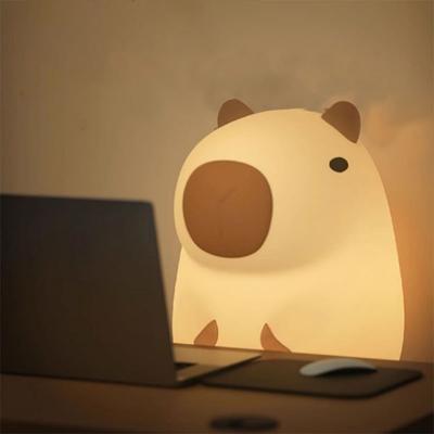 Capybara-Nachtlicht, neuartige Cartoon-Capybara-Formlampe aus weichem Silikon mit wiederaufladbarer und Touch-Steuerung