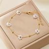 Sweet Cute Crystal Imitation Pearl Flower Bracelets for Women Fashion Gold Color Chain Charm Bracelet Necklace Jewelry