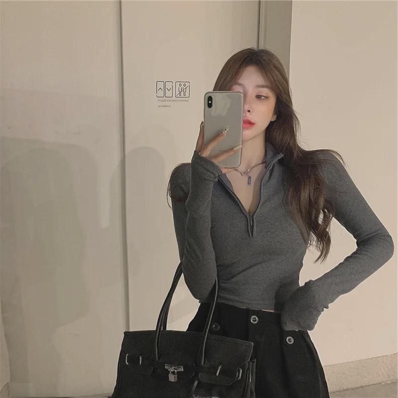 2023 Autumn Cotton Korean Slim Fit Long-Sleeve Women's Top
