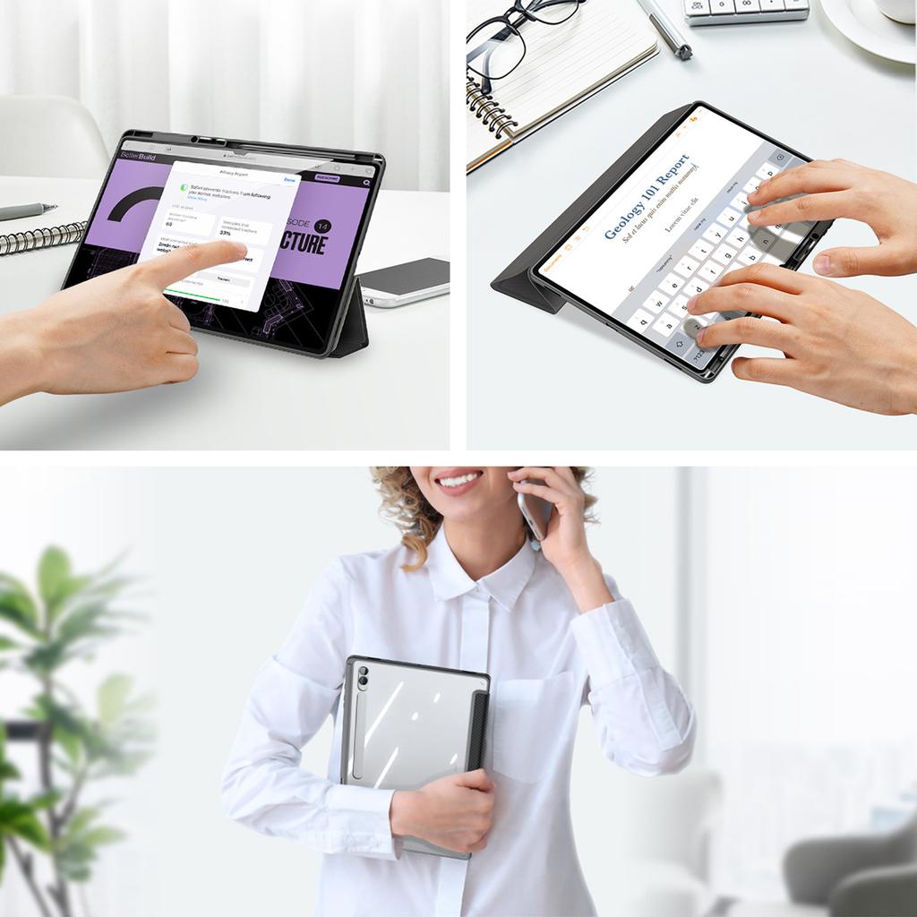 DUX DUCIS TOBY Series For Samsung Galaxy Tab S10 Ultra/S9 Ultra/S8 Ultra Case PU Leather Tri-Fold Stand Tablet Cover