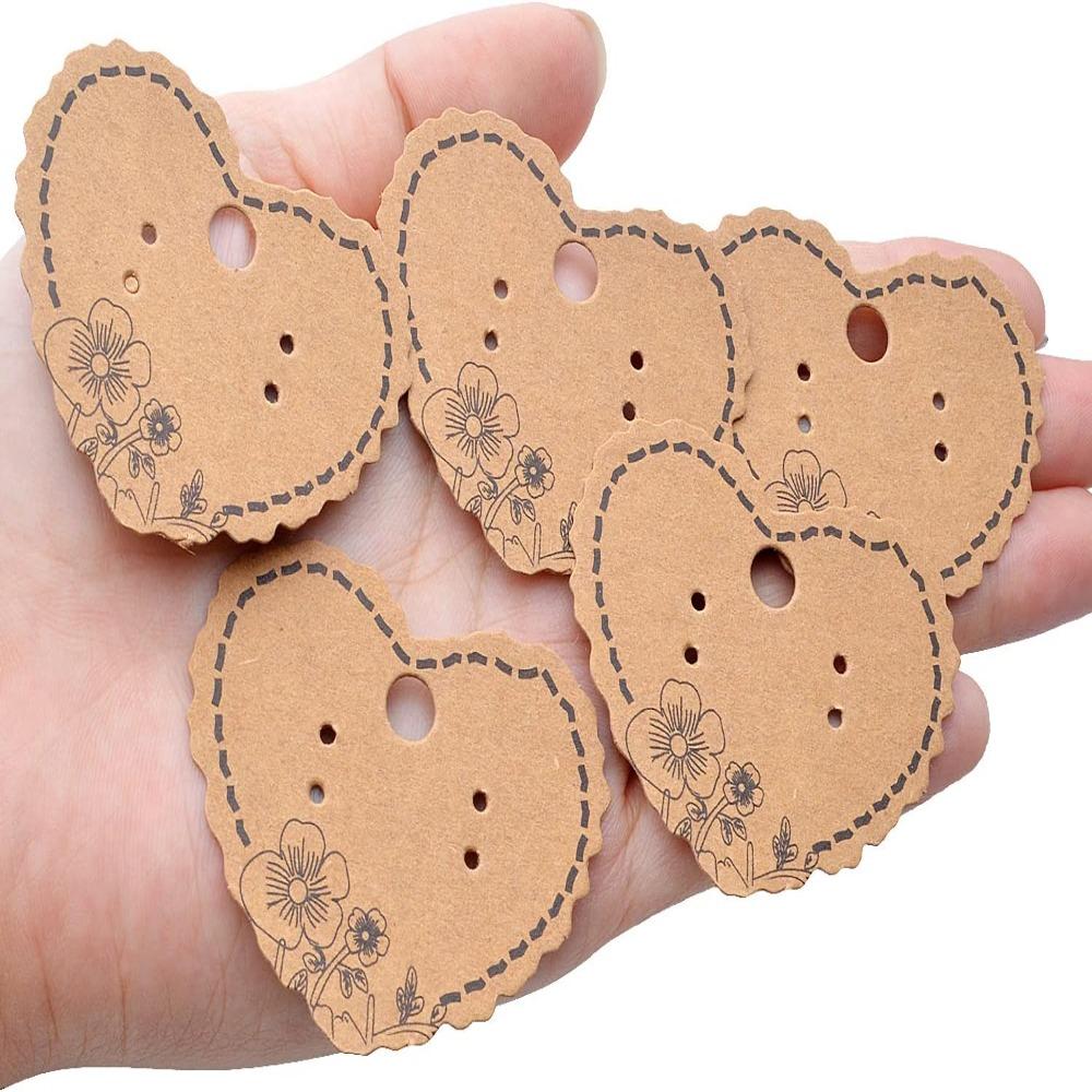 Brown Earring Holder Cards Kraft Paper Kraft Paper Tags Ear Studs Display  For Earrings