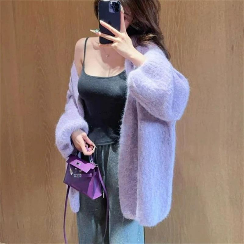 Autumn and Winter New Temperament Gentle Wind Sweater Jacket Women's Loose Meat Cover Soft Waxy Versatile Knitted Cardigan Top