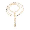 4Pcs Cross Colorful Crystal Necklaces Set Women's Simple Gold Color Y-Shaped Chain Necklace Fashion Mother's Day Jewelry Gift