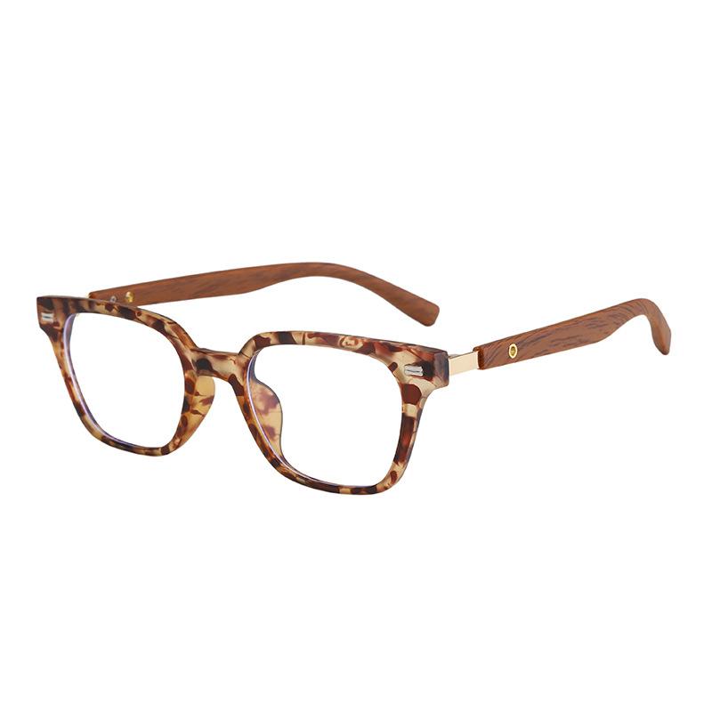 Wood Grain Legs Square Frame Photochromic Gray Brown Anti Blue Light Custom Sunglasses Prescription Customized Degree Eyewear