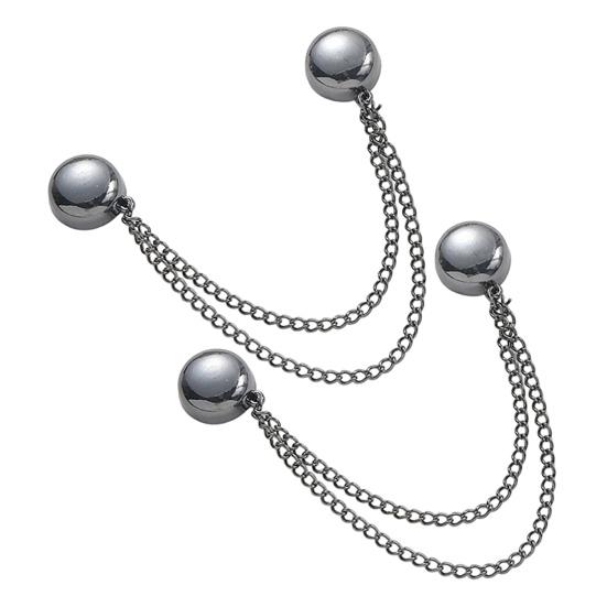 Pants Leg Clips 2Pcs Magnetic Clothing Pin for Shortening Legs, Button Clip Length Adjuster Shirt Sleeves Hems, Clothes Decorative with Chain