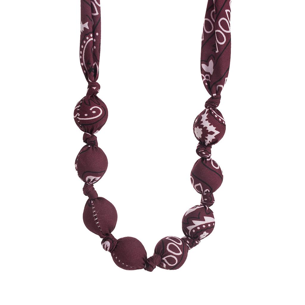 Fashion Bohemian Style Random Pattern Necklace Scarf With Beaded Stainless Steel Clavicle Chain Trendy Women Jewelry