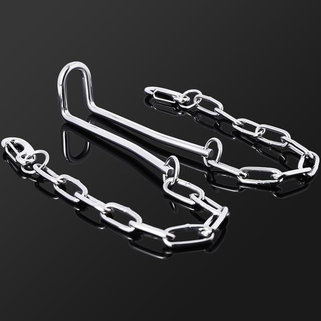 Humbler CBT Male Cock Ring Ball Stretcher With Ankle Cuffs Stainless Steel Scrotum Squeezer BDSM Bondage Adults Sex Toys For Men