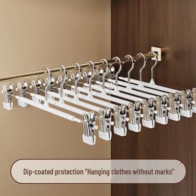 Stainless Steel Non-Slip Pant and Skirt Hangers with Non-Marking Clips for Wardrobe Storage and Drying
