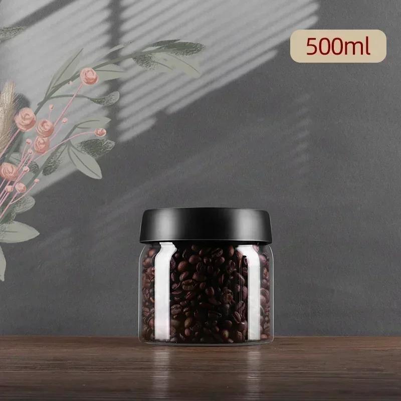 

Coffee Beans Vacuum Sealed Borosilicate Glass Tank Moisture Proof Air Extraction Cereals Storage Jar for Kitchen Tea Storage