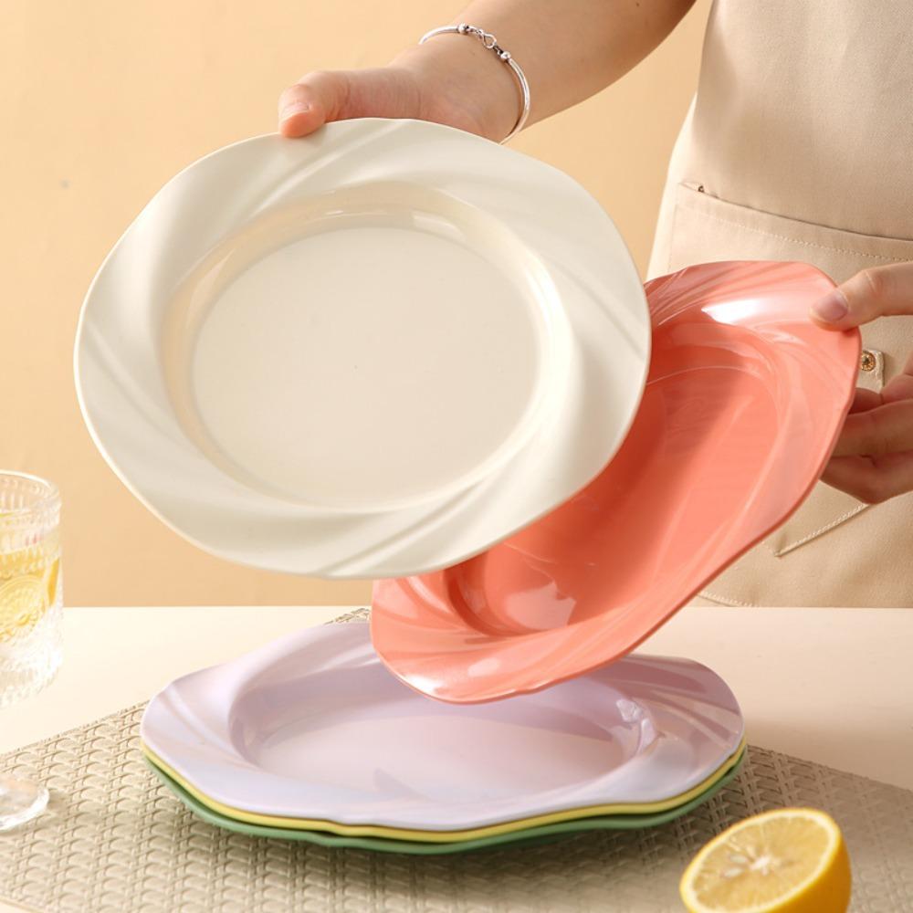 4PCS Decorative Fruit Plate Plastic Dinning Plate Kitchen Tableware Salad Dish  Afternoon Tea