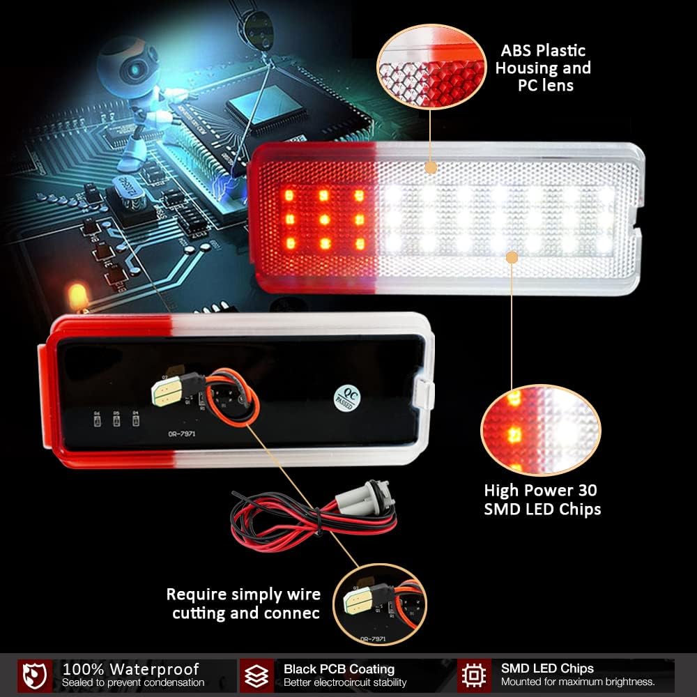 D-Lumina LED Interior Door Lights Courtesy Door Light Assembly Front or Rear Door Reflectors Panel Compatible with Fo-rd 1999-2007 F250 F350 F450