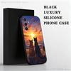 Artistic drawing cat Phone Case For Samsung S 25,24,23,22,30,21,10,9,Ultra,Plus,Lite,FE,4,5 G Black Soft Case