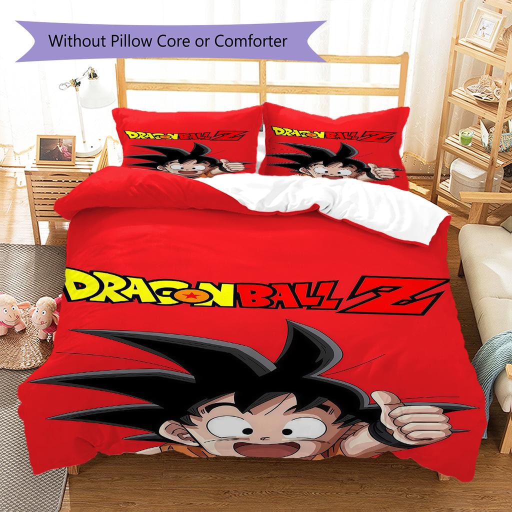 Biancheria da letto con motivo del cartone animato Son Goku, Set piumone Copripiumone Federa Regalo di Compleanno per la Casa (1 * copripiumino + 2 * federa, senza nucleo)