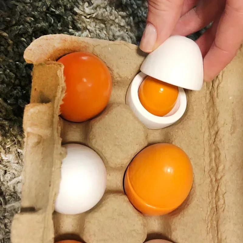 Toys DIY Toys 3/6pcs Wooden Artificial Egg Set Easter Toy Wooden House Game Kitchen Egg Early Education Food for Kids Children