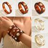 Round Bohemian Bangle Wide Chunky Wrap Wristbands Resin Pearl Shell Bracelet  Girls