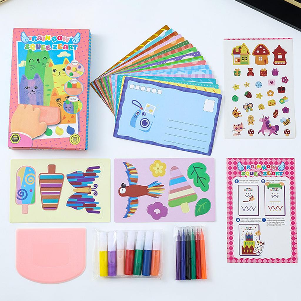 Magic Rainbow Scratch Paper Art Set Multifunctional DIY Postcards Scratch Arts Fun Craft Bookmarks Paper Party Favors