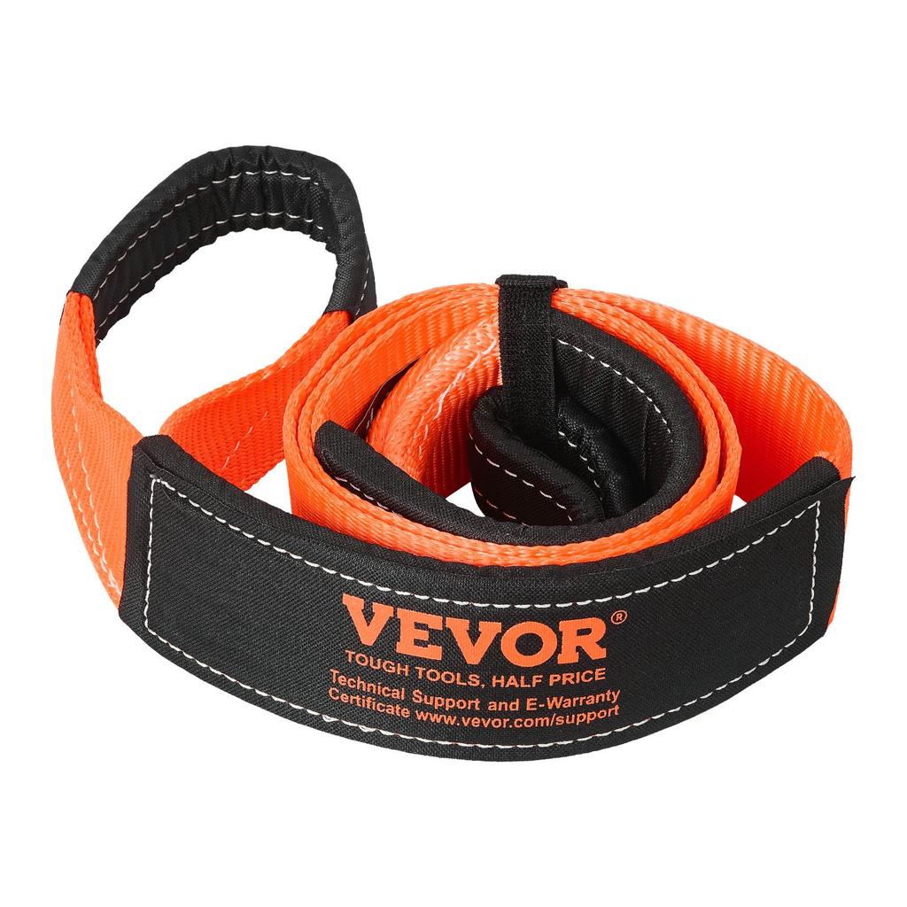 VEVOR Recovery Tow Strap 76.2 Mm, 2.4 M 16329 Kg Break Strength, Triple Reinforced Loop Straps, Tree Saver, Winch Line Extension Strap