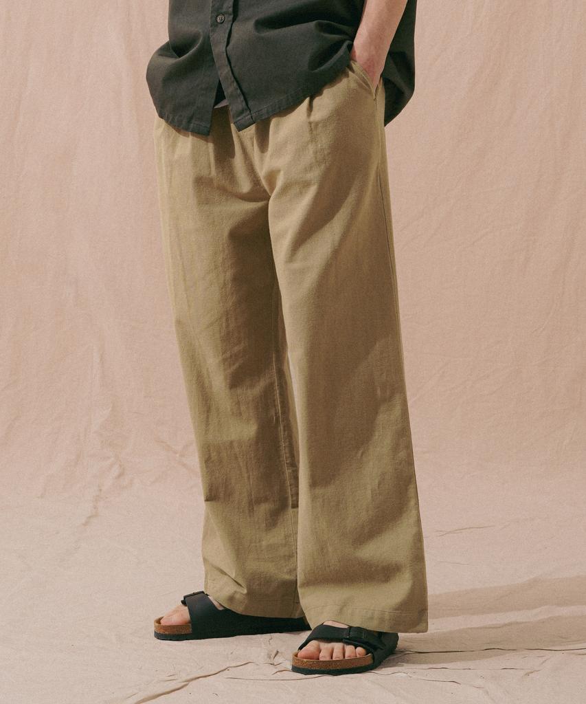 PERSTEP Cool Mix Linen-Like Flare Fit Long Pants Dark Beige Khlp4703