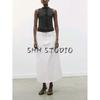 Women's Spring Clothing French Style Design Single-Breasted Laminated Decoration Soft round Neck Sleeveless Tops 5584314