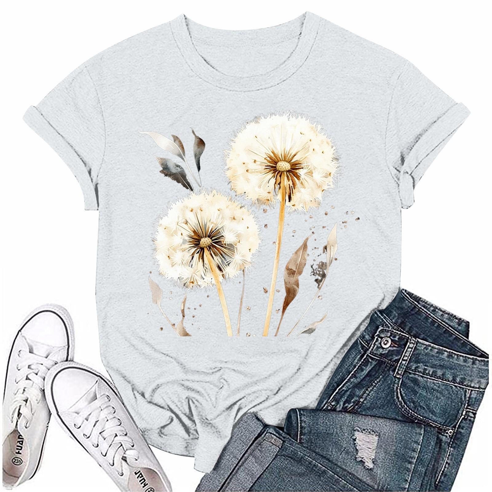 

Жіноча мода Принтована футболка з круглим вирізом та коротким рукавом Пуловер Топ XL білий