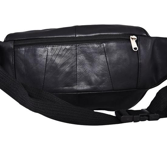 NOORA Black Leather Bags | Stylish Handmade Waist Bags for Unisex |