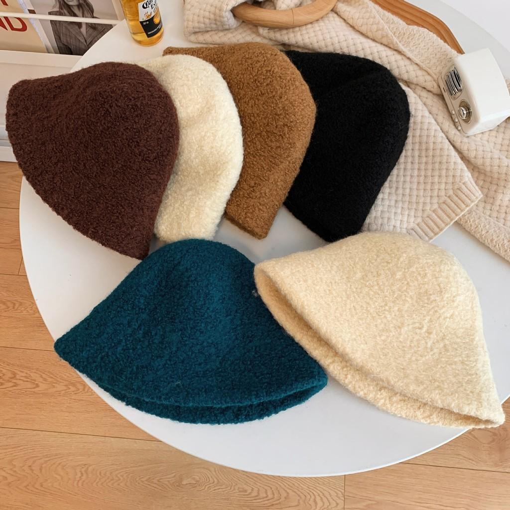 Bucket Fluffy Lambswool Hat For Women Beige Warm And Cozy Winter Hat Fashionable And Stylish