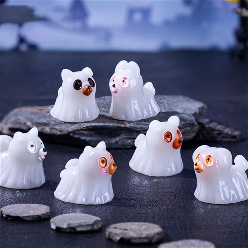 5PCS Dollhouse Luminous Ghost Animal Miniature Models DIY Accessories Doll House Decor Halloween Ornaments Glow In The Dark Toys