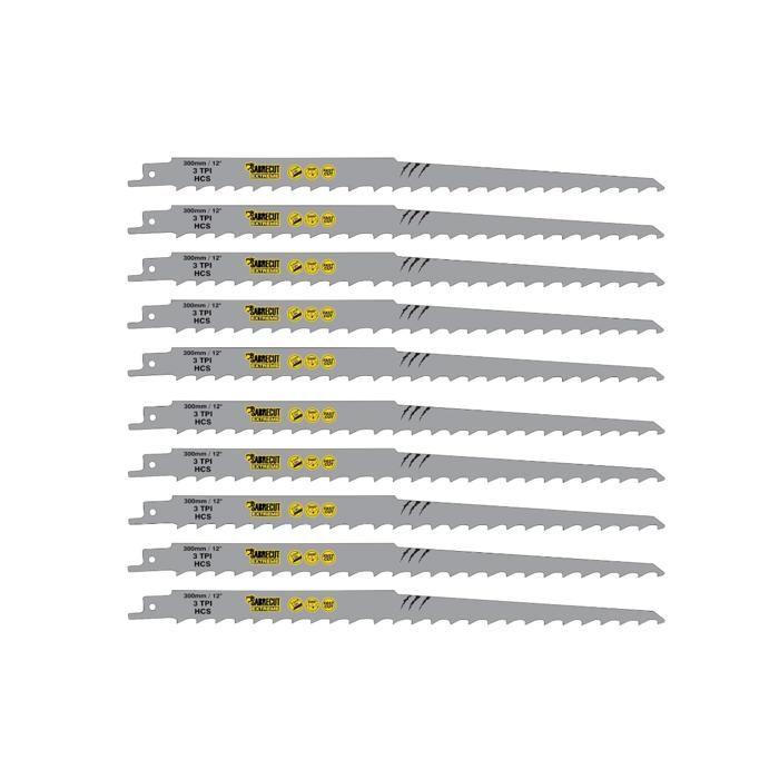 SABRECUT - 10 x SabreCut SCRS1617K_10 300 mm 3 TPI S1617K Lames de scie sabre à coupe très rapide compatible