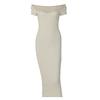 European and American ins style 2026 summer explosive women's clothing new one-word collar ribbed long slim dress wholesale