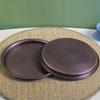 Round Shape Copper Fruit Tray,Retro Engraving Hammer Texture Household Portable Food Plate,Snack Plate Table Wedding Decoration