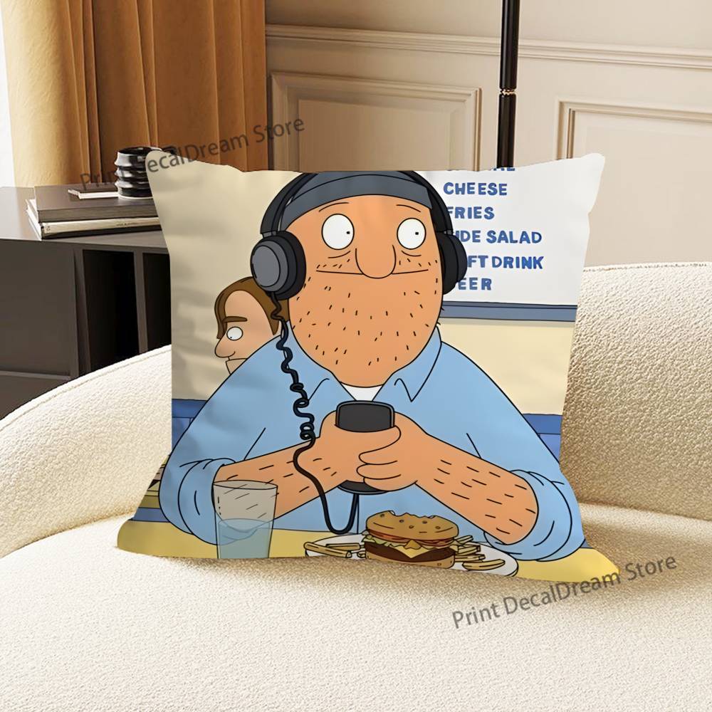 Anime BBobs BBurgers Printed Pillow Cover Cushion Case Simple Sofa Pillow Case No Pillow Core