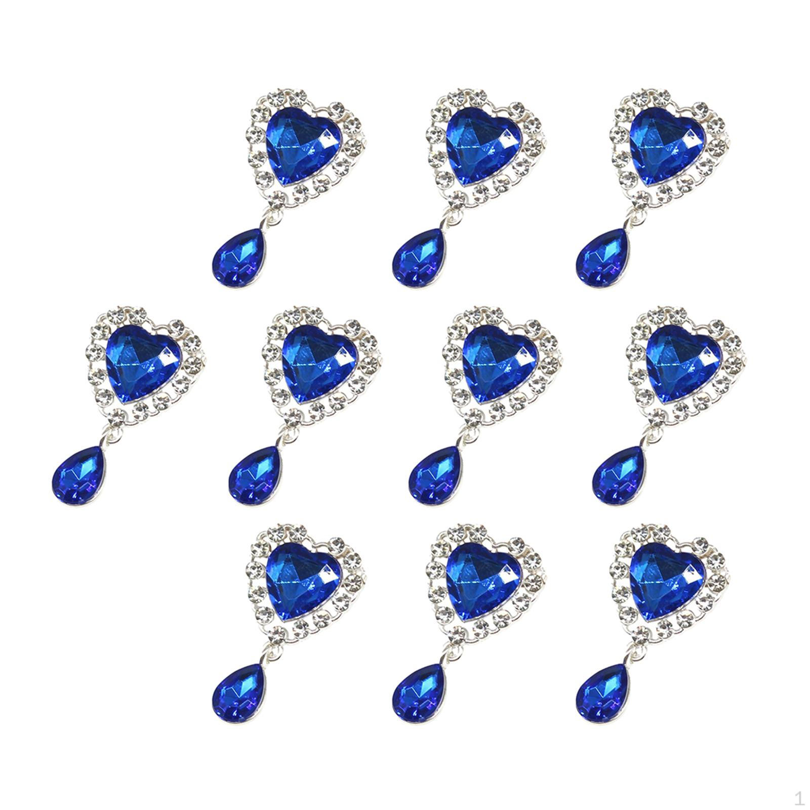 10Pcs Flatback Embellishments, Flat Back Rhinestones Buttons, Pendant Heart Buttons for