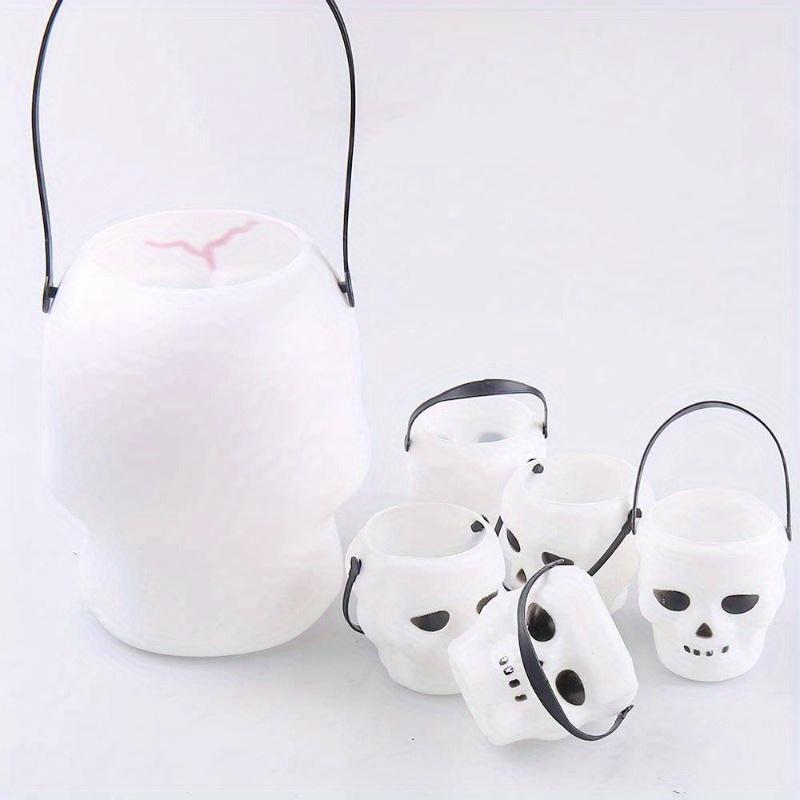 1pc Halloween Skeleton Bucket Portable Skeleton Bucket Barrel Lightweight Shaped Trick or Treat Basket Ornament Halloween