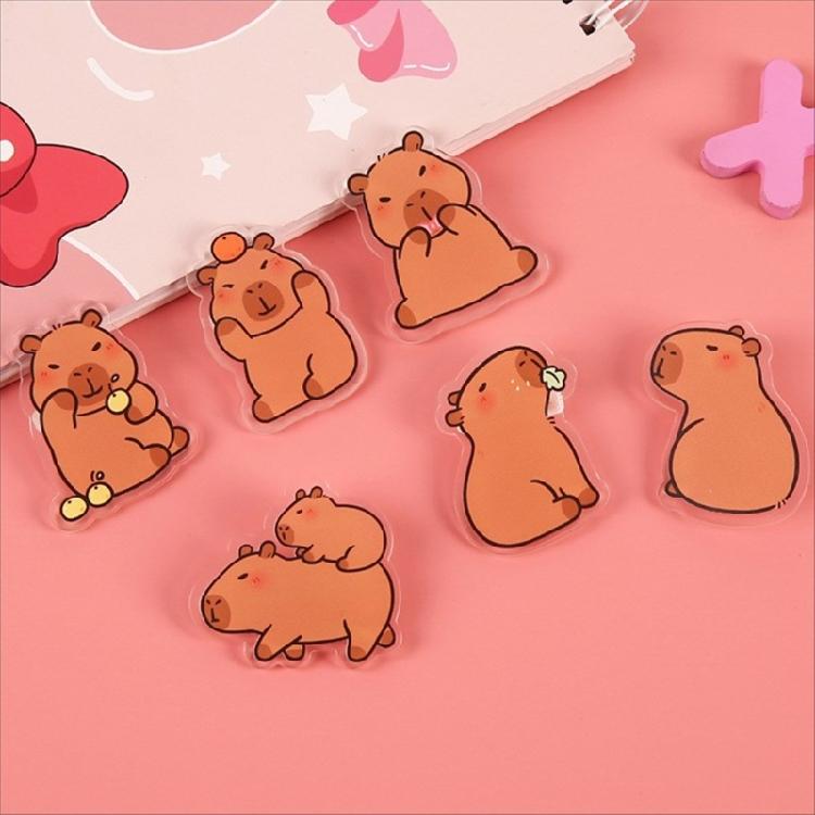 Set of 9 Fashionable Capybara Brooch Acrylic Lapel Pin Lovely Animal Shaped Badge Scratch Resistant Pins for Clothing