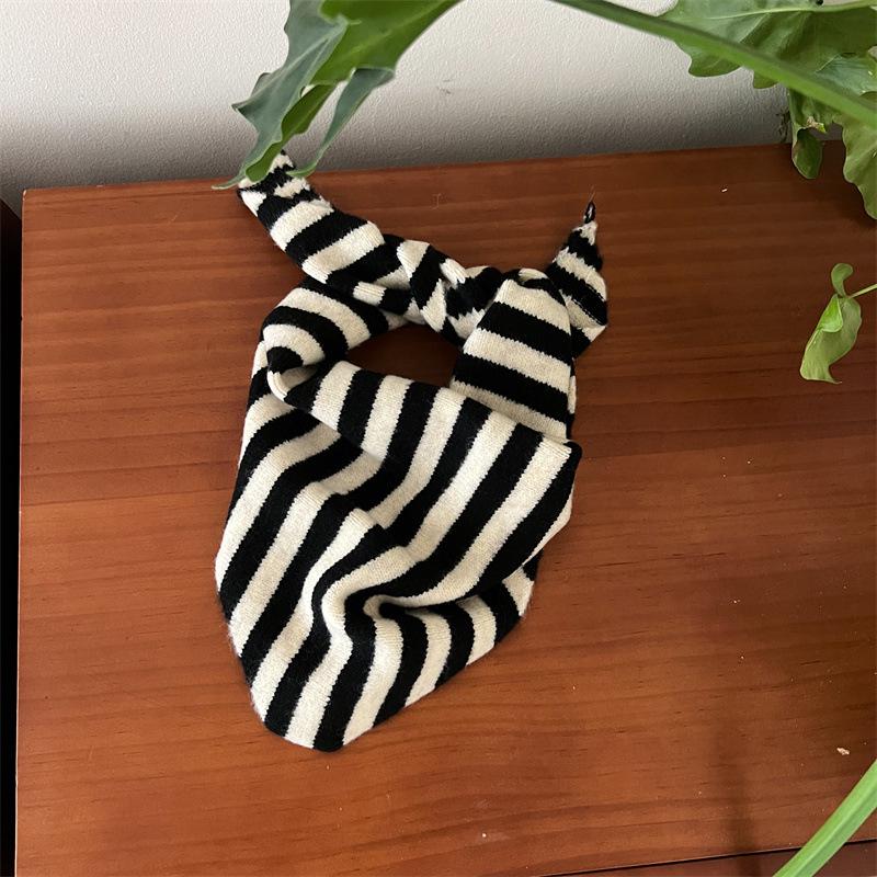 Korean Striped Color Block Children's Headscarf - Baby Warm Neck & Head Wrap Hat