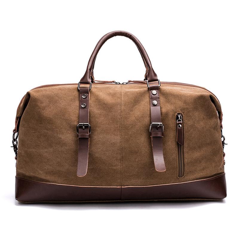Large Capacity Male Travel Canvas Leather Bag  Male Luggage Bag  Travel Backpack